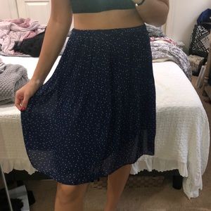 Polka dot blue and white flowy skirt